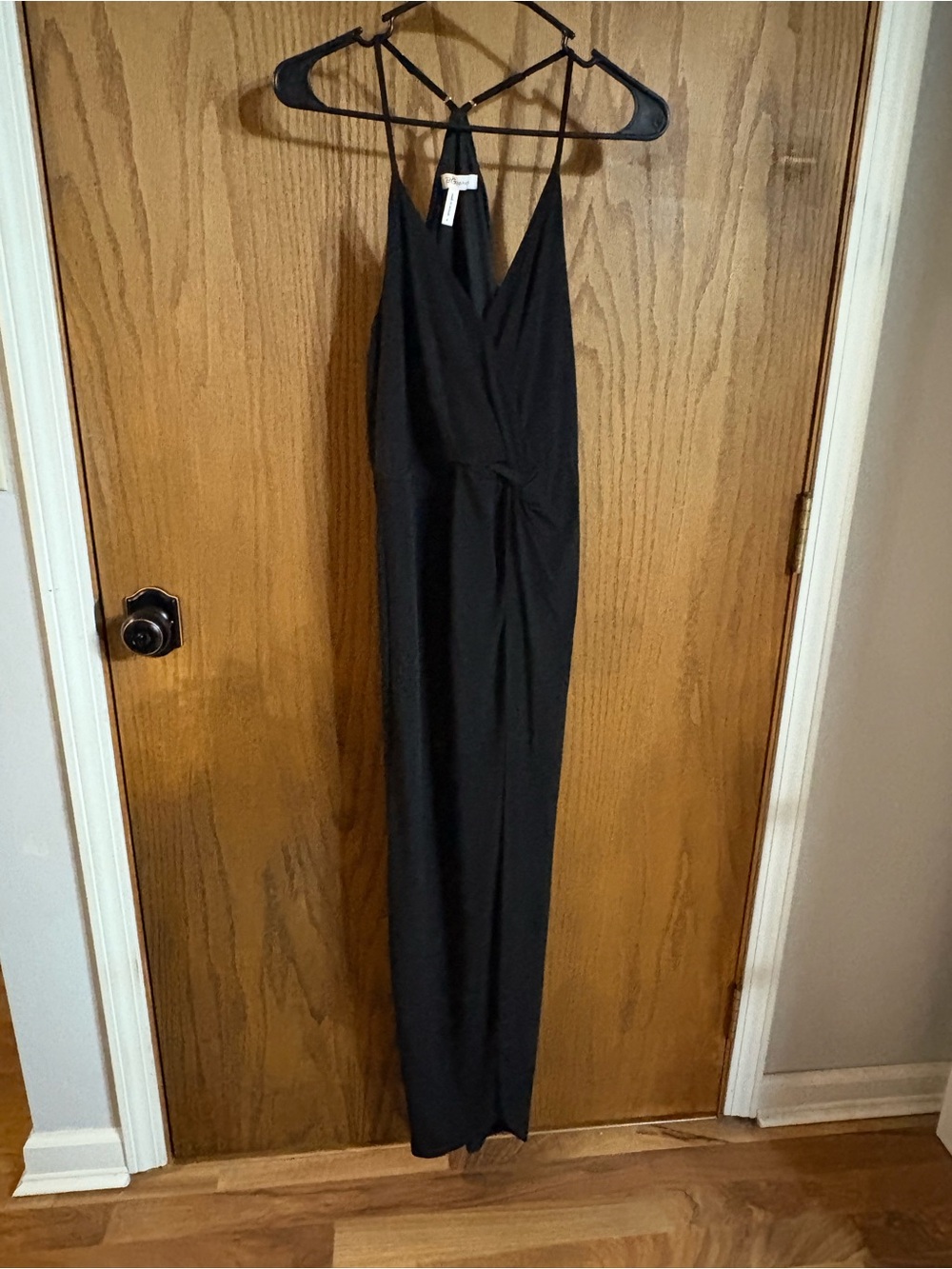 BCBGeneration Black Sleeveless Wrap-Front Maxi Dress